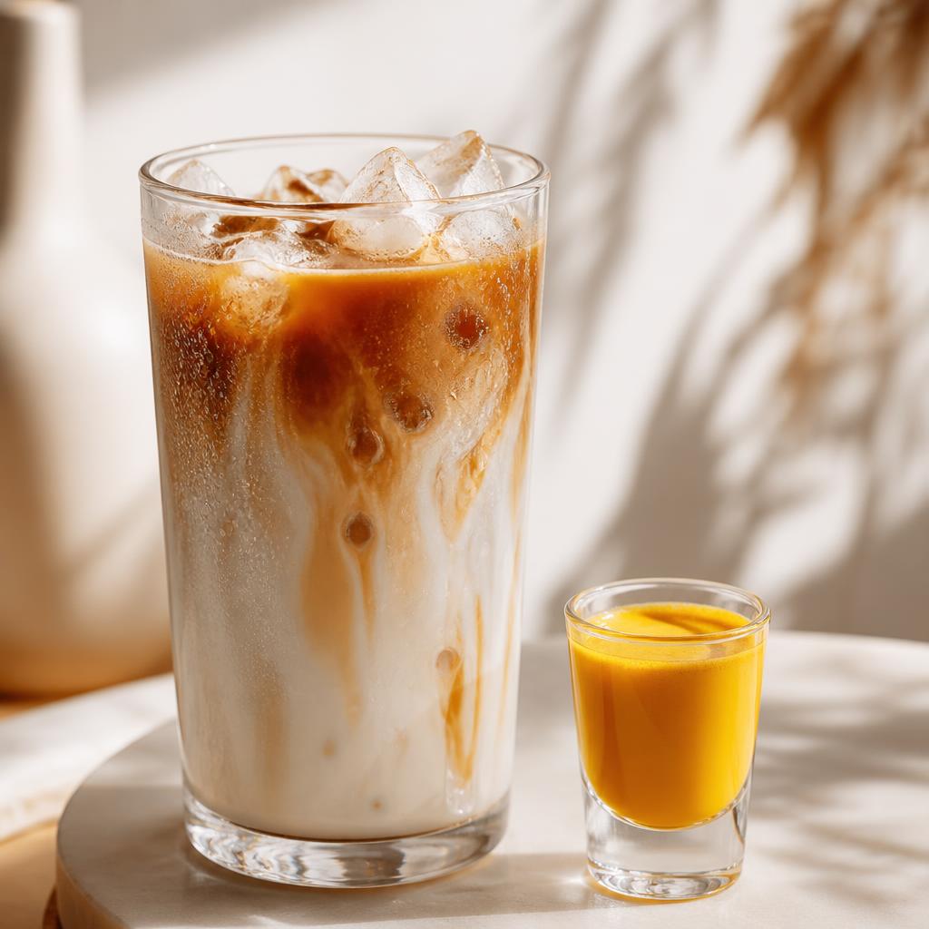 Iced Oat Latte + Turmeric Shot